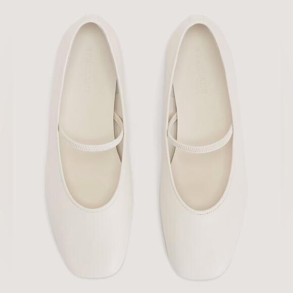Everlane The Day Mary Jane Flats Size 10 Canvas White Leather Ballet Flats NEW - Picture 2 of 8
